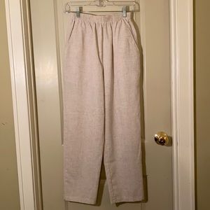High Waisted Cream Linen Pants